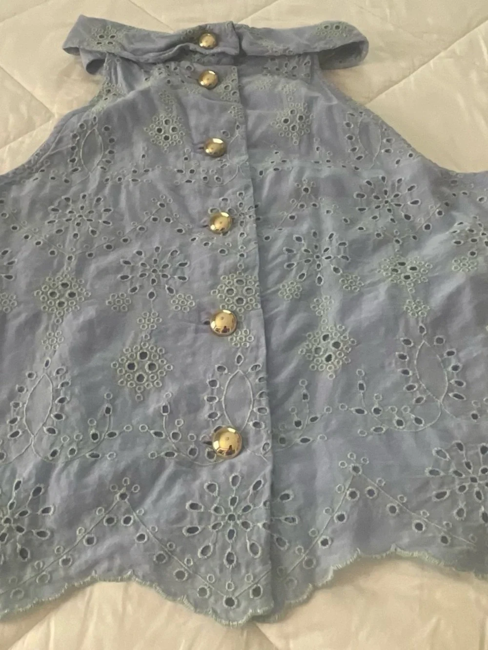 SAIL TO SABLE Light Blue/Sage Eyelet Sleeveless Tank XL $30 - Picture 3 of 6